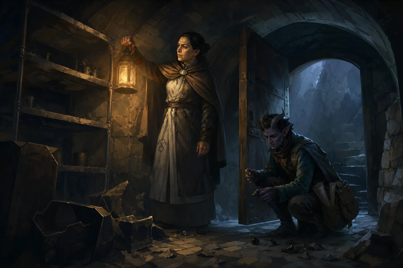 Sister Raina discovers the opened, half-empty vault beneath the north tower.