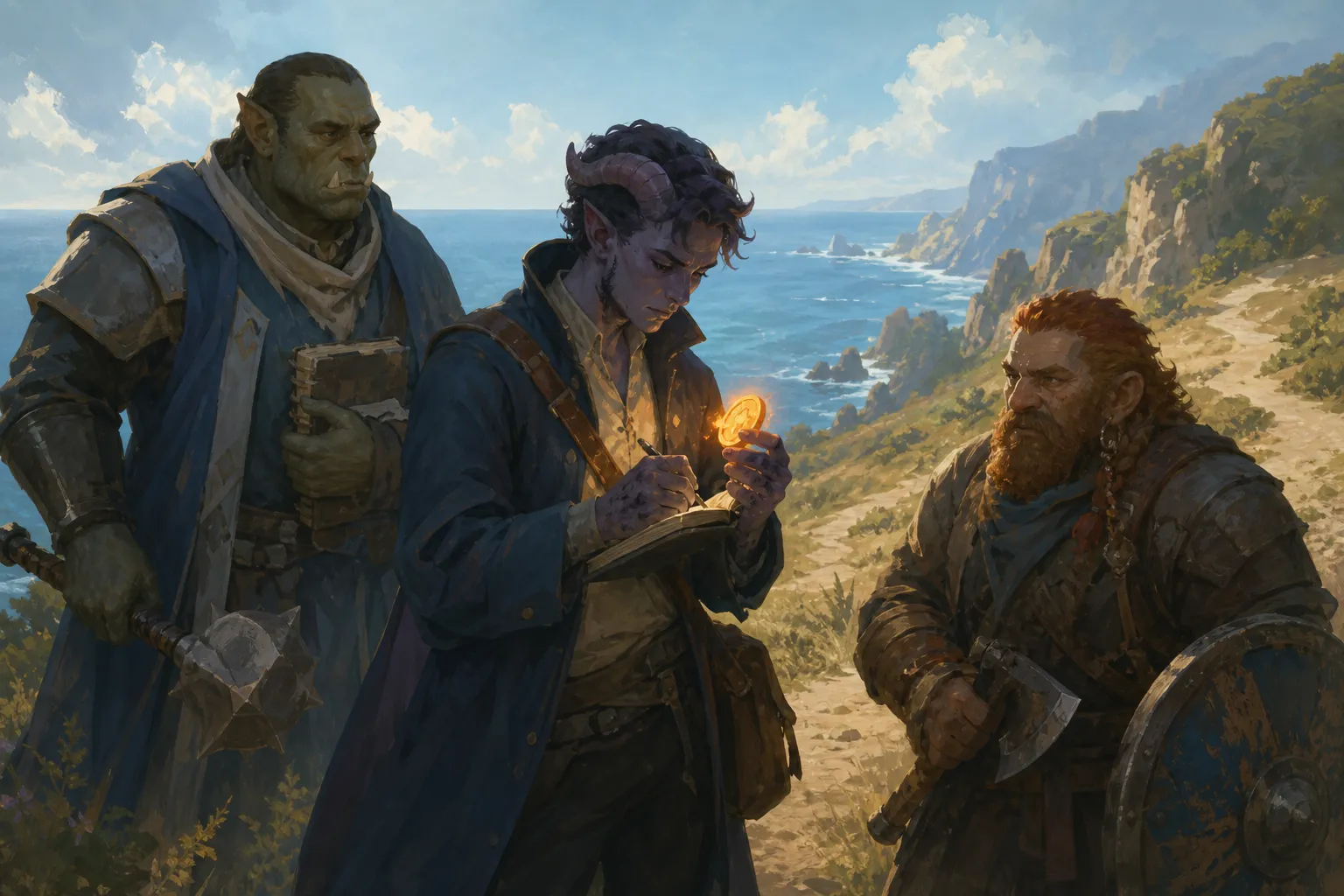 The unfamiliar warm coin speaks from Ilsevir's coat as the party travels south.